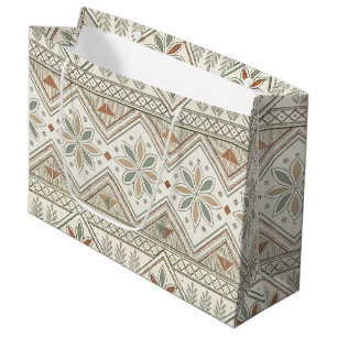 Ethnic Geometric Floral Tribal Seamless Pattern Large Gift Bag