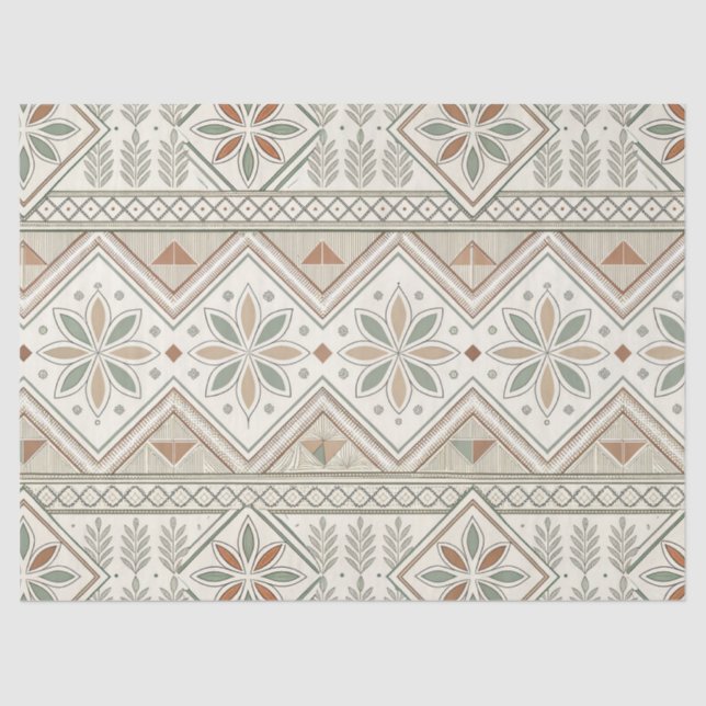 Ethnic Geometric Floral Tribal Seamless Pattern Tissue Paper (Front)