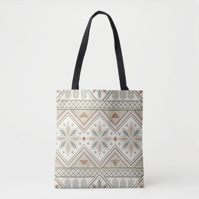 Ethnic Geometric Floral Tribal Seamless Pattern Tote Bag (Front)