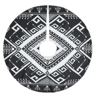 Ethnic geometric Indian border, abstract. Brushed Polyester Tree Skirt