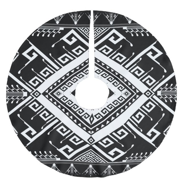 Ethnic geometric Indian border, abstract. Brushed Polyester Tree Skirt (Front)