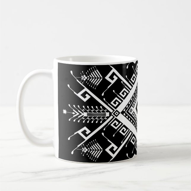 Ethnic geometric Indian border, abstract. Coffee Mug (Left)