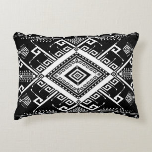 Ethnic geometric Indian border, abstract. Decorative Cushion