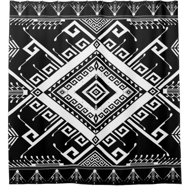 Ethnic geometric Indian border, abstract. Shower Curtain (Front)