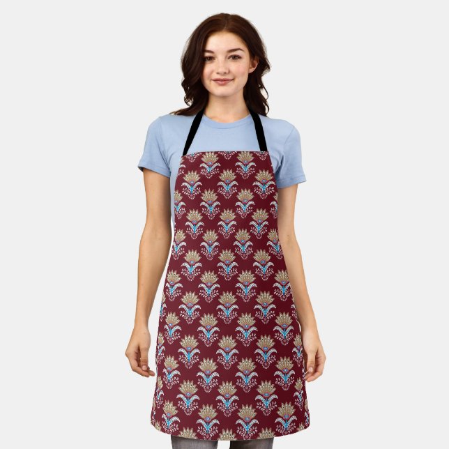 ethnic geometric paisley floral seamless pattern apron (Worn)