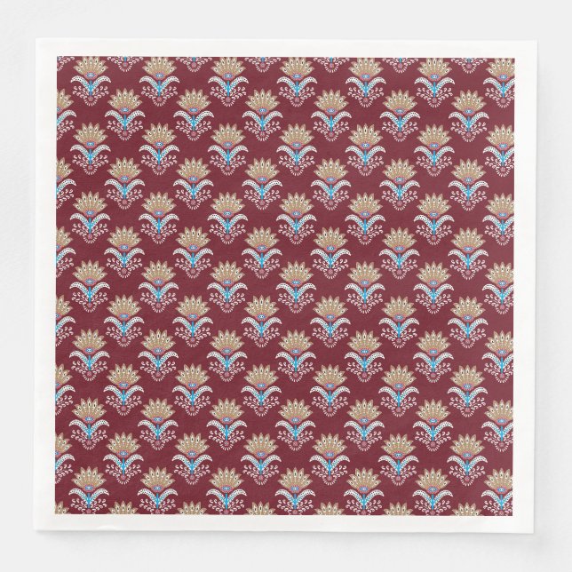 ethnic geometric paisley floral seamless pattern napkin (Front)