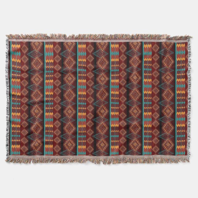 Ethnic Geometric Stripes southwestern Throw Blanket (Front)