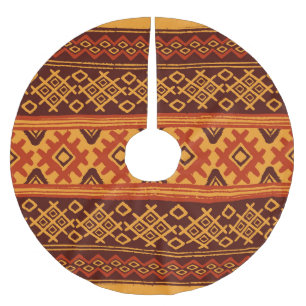 Ethnic geometric, traditional folk pattern. brushed polyester tree skirt