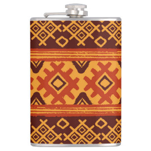 Ethnic geometric, traditional folk pattern. hip flask