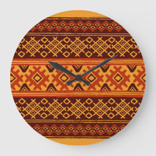 Ethnic geometric, traditional folk pattern. large clock