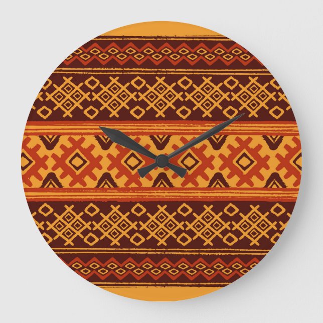 Ethnic geometric, traditional folk pattern. large clock (Front)