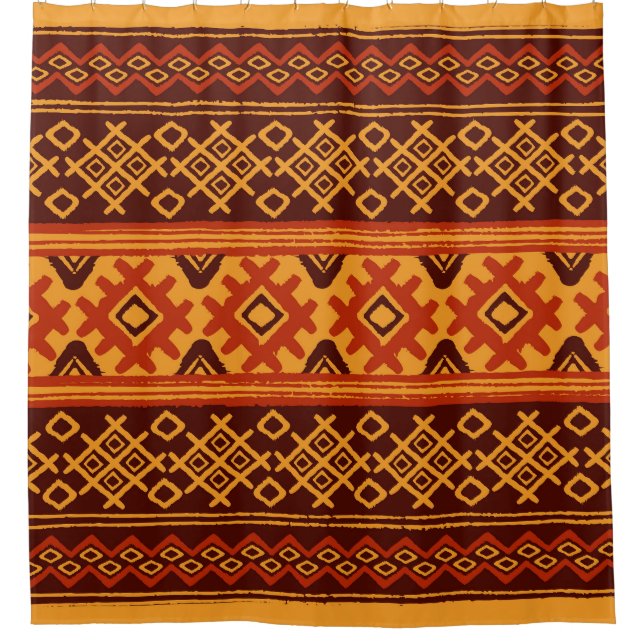 Ethnic geometric, traditional folk pattern. shower curtain (Front)