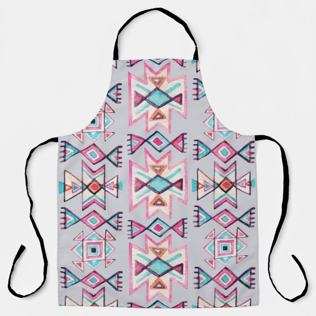Ethnic geometric, watercolor tribal pattern. apron (Front)