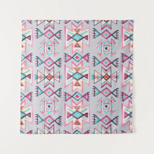 Ethnic geometric, watercolor tribal pattern. tapestry