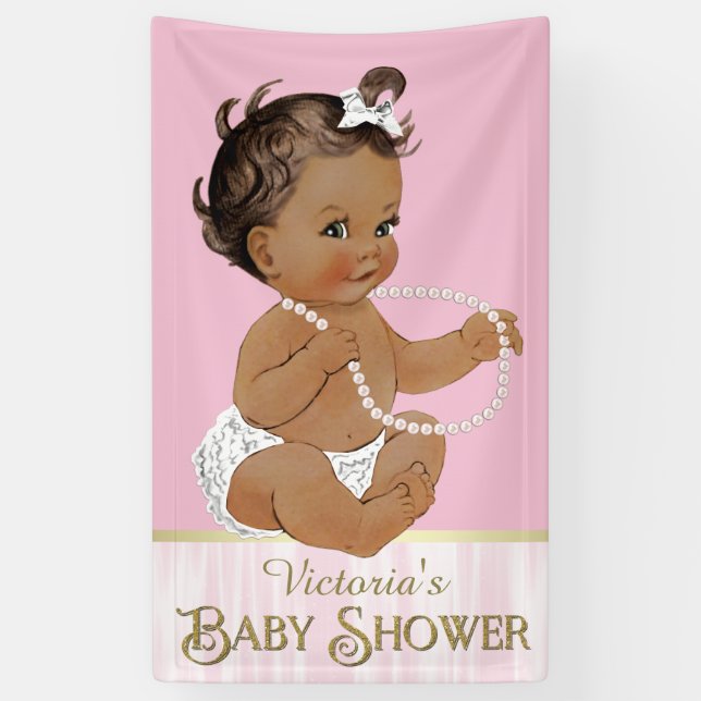 Ethnic Girl Baby Shower Banner (Vertical)