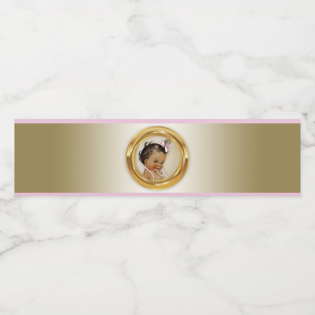 Ethnic Girl Baby Shower Water Bottle Labels (Single Label)