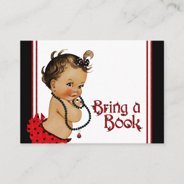 Ethnic Girl Ladybug Bring a Book Cards (Front)