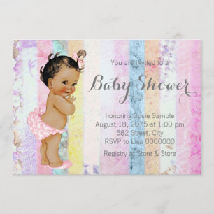 Ethnic Girl Rainbow Baby Shower Invitation