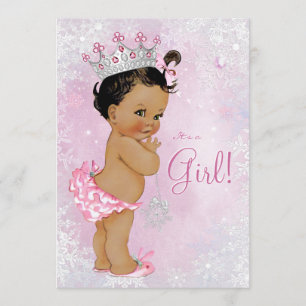 Ethnic Girl Winter Wonderland Baby Shower Invitation