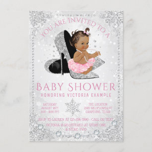 Ethnic Girl Winter Wonderland Baby Shower Invitation