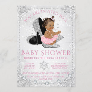 Ethnic Girl Winter Wonderland Snow Baby Shower Invitation