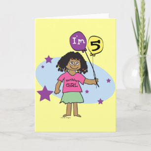 Ethnic Girls I'm 5 5th Birthday Card