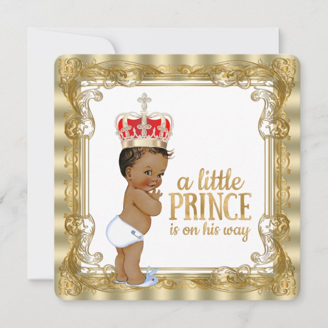 Ethnic Gold Royal Prince Baby Shower Invitation (Front)