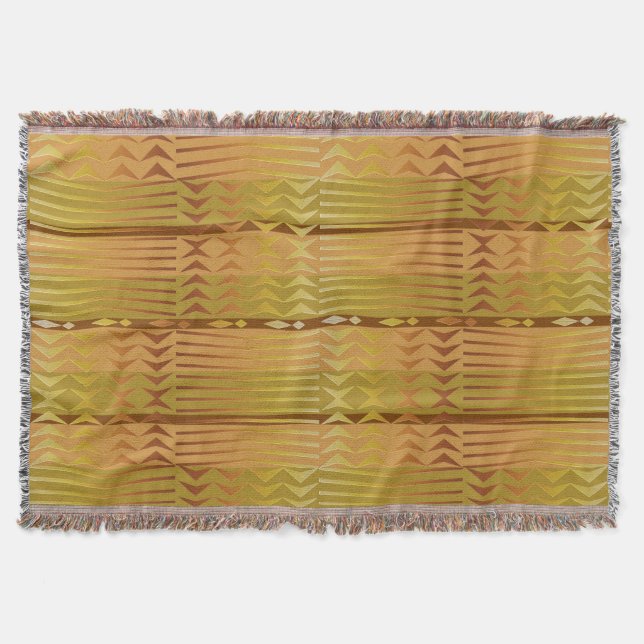 Ethnic golden african geometric pattern. throw blanket (Front)