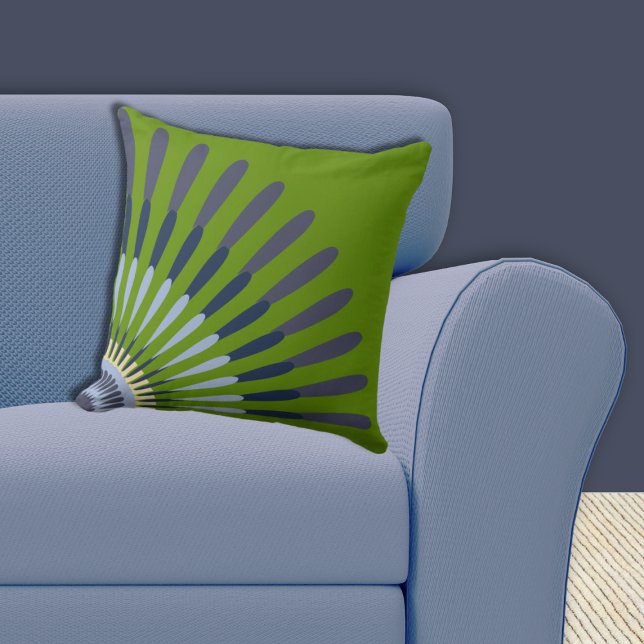 Ethnic Green And  Blue Quarter Star Flower Cushion (Ethnic Green And Blue Quarter Star Flower Throw Pillow)