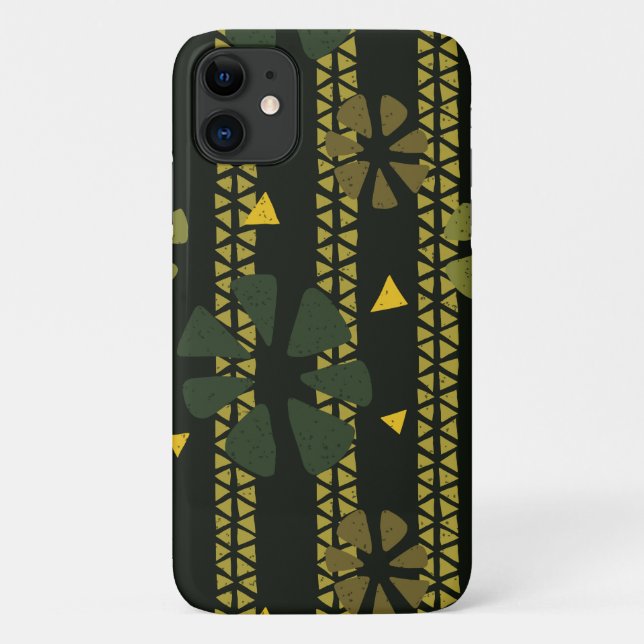 Ethnic Green Brown African Patterned Case-Mate iPhone Case (Back)