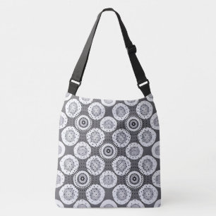 Ethnic Grey Abstract Circles Crossbody Bag
