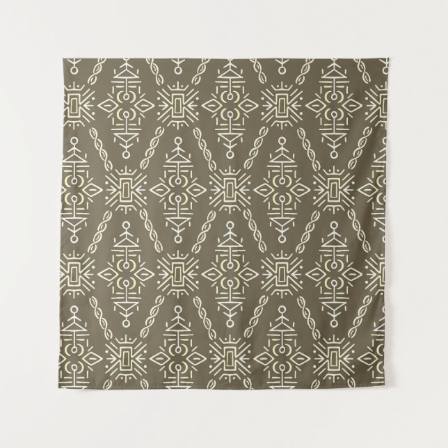 Ethnic Hand Drawn Boho Tile Tapestry (Front)