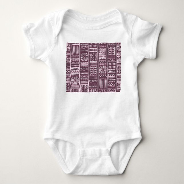 Ethnic hand drawn pattern: vintage style baby bodysuit (Front)