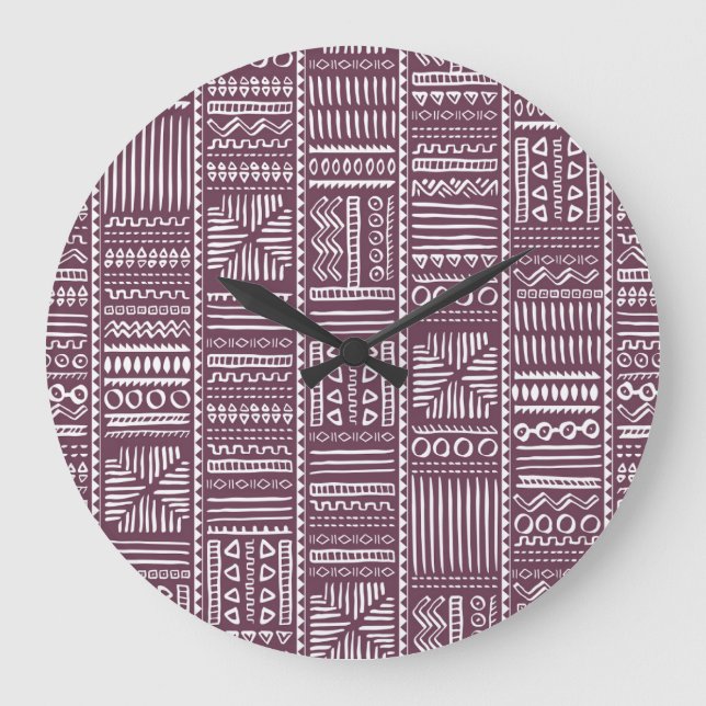 Ethnic hand drawn pattern: vintage style large clock (Front)