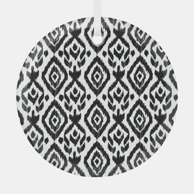 Ethnic hand-drawn, wrapping print pattern. glass tree decoration (Front)