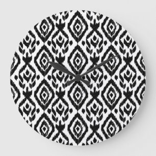 Ethnic hand-drawn, wrapping print pattern. large clock