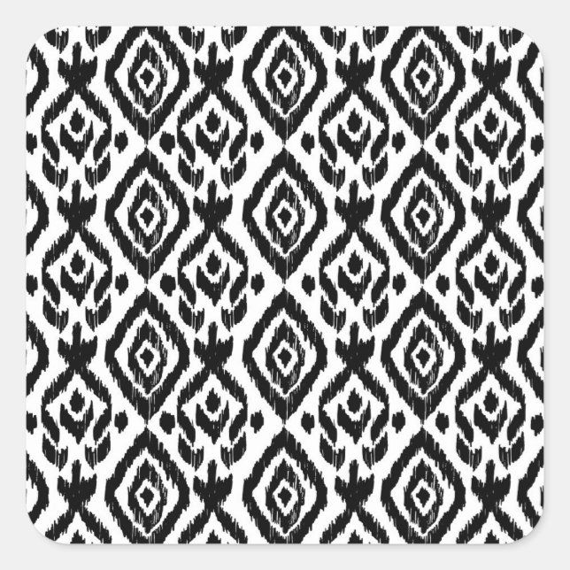 Ethnic hand-drawn, wrapping print pattern. square sticker (Front)