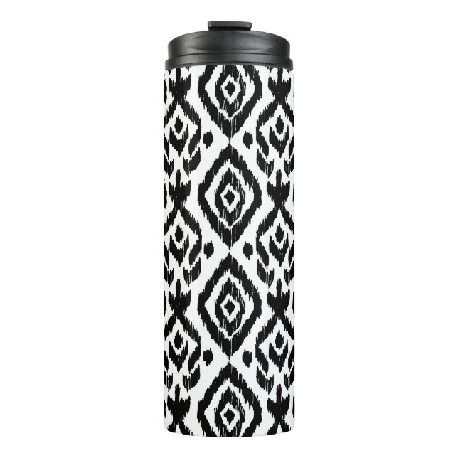 Ethnic hand-drawn, wrapping print pattern. thermal tumbler (Front)