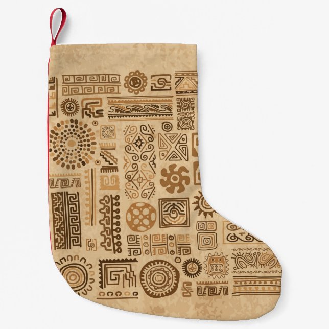 Ethnic handmade ornament small christmas stocking (Front)