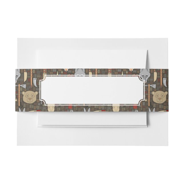 Ethnic Hunting Pattern Invitation Belly Band (Front Example)