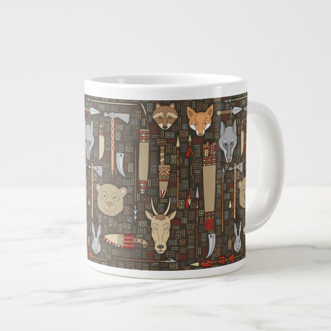 Ethnic Hunting Pattern Large Coffee Mug (Front Right)