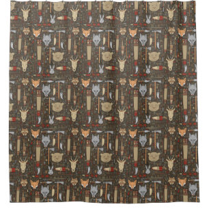 Ethnic Hunting Pattern Shower Curtain