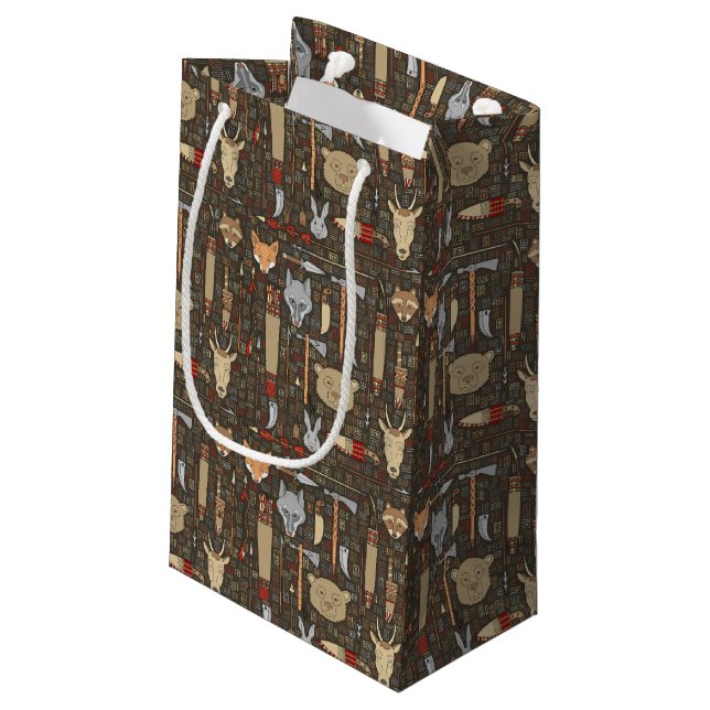 Ethnic Hunting Pattern Small Gift Bag (Back Angled)