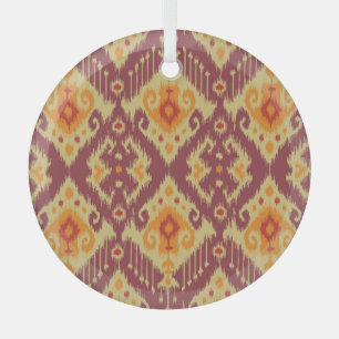 Ethnic Ikat Chevron: Traditional Background Glass Tree Decoration