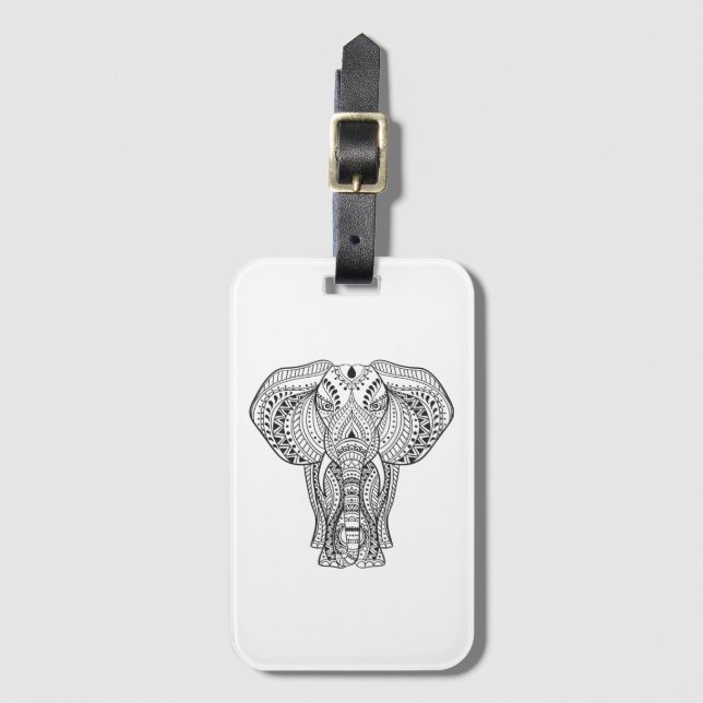 Ethnic Indian Elephant Luggage Tag (Front Vertical)