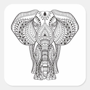 Ethnic Indian Elephant Square Sticker