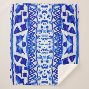 Ethnic Indigo Arrow Native Patterns Sherpa Blanket