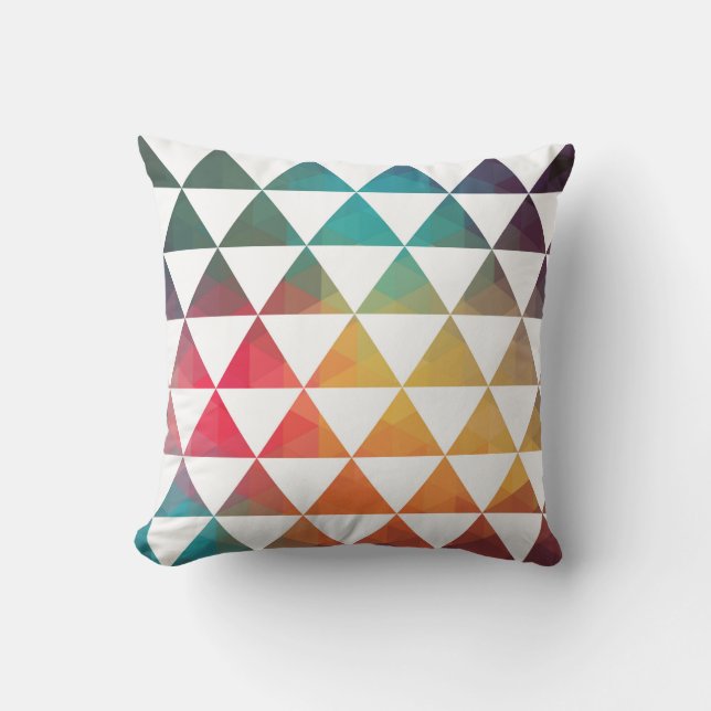 Ethnic Inspired Colourful Triangles Pattern Cushion (Front)