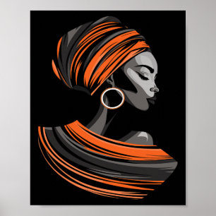 Ethnic Kente Cloth Head Wrap Beautiful Woman Afric Poster