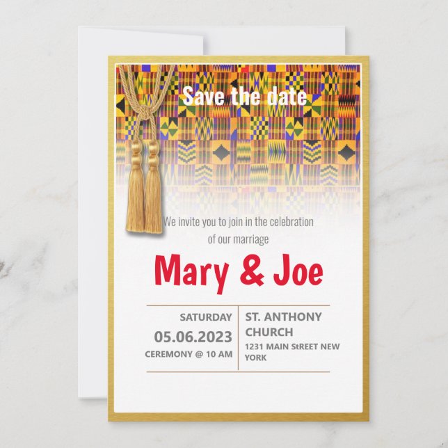 Ethnic Kente Wedding Invitation Series 2 (Front)
